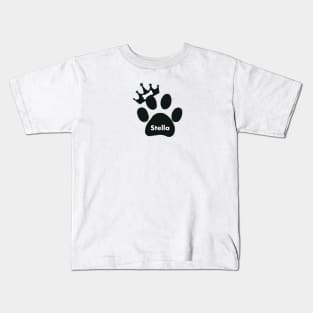 Stella name made of hand drawn paw prints Kids T-Shirt